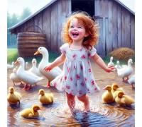 Puzzle 90 Pezzi Adulti Ragazza felice fattoria, Fai da Te puzzle difficili adulti 90 pezzi 30x30cm, Intrattenimento Creativo, Divertimento, Gioco di Abilità per Tutta la Famiglia