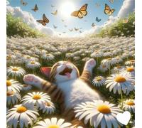 Puzzle 90 Pezzi Gatto di campo margherita, Impossible puzzle Per Adulti 90 pezzi, DIY Puzzles Colorato 30x30cm, Rompicapo adulti E Ragazzi, Gioco Giocattolo per la Famiglia