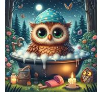 Puzzle 90 Pezzi per Adulti, puzzle 90 pezzi Impegnativo e Difficile, Perfetto per Appassionati di Puzzles Esperti, Idea Regalo Uomo e Donna, Tema:Bosco del gufo che fa il bagno