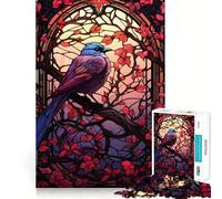 Puzzle a 1000 pezzi con corvo in stile vetrata per ragazzi, gioco di logica, ideale per momenti di relax, con taglio preciso e pezzo da collezione (38x26cm)