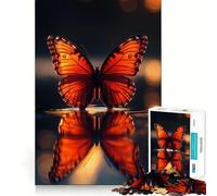 Puzzle a 1000 pezzi con farfalla arancione e riflesso, per adulti, un gioco stimolante per la mente, ideale per il tempo libero, con dettagli nitidi (38x52cm)