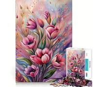 Puzzle a 1000 pezzi con fiori rosa in fiore, ideale per adolescenti, un gioco che stimola la mente e crea momenti di serenità Regalo stagionale (38x26cm)