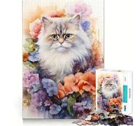 Puzzle a 1000 pezzi con gatto persiano ad acquerello,gioco stimolante per la mente,incastro perfetto,nessun pezzo si stacca,sfida interattiva per il cervello per la casa (38x52cm)