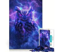 Puzzle a 1000 pezzi con gufo, uccello e spazio per adolescenti, gioco di logica e abilità, momento di serenità, taglio preciso, (38x26cm)