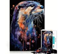 Puzzle a 1000 pezzi con lontra ad acquerello per adulti, gioco stimolante per la mente, svago, dettagli nitidi, (38x26cm)