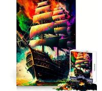 Puzzle a 1000 pezzi con nave pirata colorata, ideale per ragazzi, gioco di logica, gioco di gruppo, taglio di precisione, regalo originale (38x52cm)