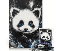 Puzzle a 1000 pezzi con panda dagli occhi azzurri e stelle, esercizio per la mente, hobby rilassante, taglio di precisione, regalo per le vacanze (38x52cm)