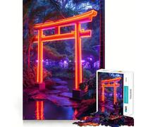 Puzzle a 1000 pezzi con porta giapponese Torii al neon per adolescenti, gioco rilassante e di richiamo, con dettagli nitidi e graziosi, regalo perfetto (38x52cm)