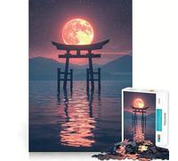 Puzzle a 1000 pezzi con porta Torii e luna rossa per adolescenti, ideale per sviluppare la memoria, facile da realizzare, con bordi puliti, a sorpresa per Natale (38x52cm)