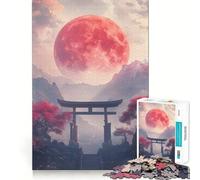 Puzzle a 1000 pezzi con porta Torii e luna rossa per adolescenti, ideale per sviluppare la memoria, facile da realizzare, con bordi puliti, a sorpresa per Natale (50x75cm)