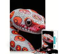 Puzzle a 1000 pezzi con serpente rosso e bianco per adolescenti, ideale per migliorare la memoria, creare un'atmosfera rilassante e accogliente, perfetto come regalo festivo (50x75cm)