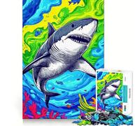 Puzzle a 1000 pezzi con squalo e oceano colorato, ideale per ragazzi, per migliorare la memoria, rilassarsi e divertirsi Pezzi d'arte da collezione con intagli nitidi 50x75cm