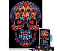 Puzzle a 1000 pezzi con teschio in vetro colorato per adolescenti, ideale per migliorare la memoria e il tempo libero Pezzo unico con Babbo Natale 38x26cm