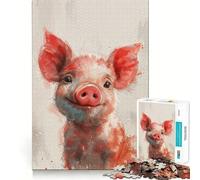 Puzzle a 1000 pezzi "Maialino Schizzi" per adulti, gioco cognitivo, divertente da assemblare, pezzo da collezione (38x26cm)