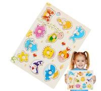 Puzzle a bottoni, puzzle a caviglie - Puzzle a tema oceano con bottone alla caviglia | Puzzle prescolari in legno per bambini per STEM e apprendimento precoce