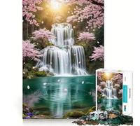 Puzzle a cascata con fiori di ciliegio,1000 pezzi,gioco di concentrazione mentale,taglio di precisione,bordi lisci,gioco significativo per costruire connessioni (38x52cm)