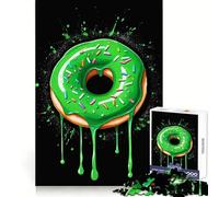 Puzzle a ciambella verde neon e giallo da 1000 pezzi per adulti, gioco di logica stimolante, antistress, bordi trasparenti, regalo premuroso (50x75cm)