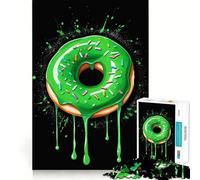 Puzzle a ciambella verde neon e giallo da 1000 pezzi per adulti, gioco di logica stimolante, antistress, bordi trasparenti, regalo premuroso (50x75cm)