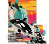 Puzzle a collage con orca assassina per adulti, 1000 pezzi, gioco per allenare la mente, rilassante e divertente, idea regalo per le vacanze (50x75cm)