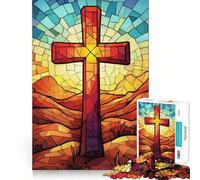 Puzzle a croce in vetro colorato da 1000 pezzi per adulti, gioco stimolante per la mente, per momenti di relax, opera d'arte da collezione 50x75cm