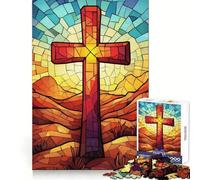Puzzle a croce in vetro colorato per ragazzi, 1000 pezzi, migliora la memoria, per il tempo libero a casa, bordi precisi, 38x52cm