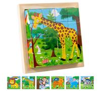 Puzzle a cubo in legno 3D, puzzle 6 in 1, motivo: animali, puzzle a partire dai 2 anni, puzzle in legno 3D, puzzle a partire da 1 2 3 4 anni, giocattolo educativo Montessori, regalo per ragazzi e