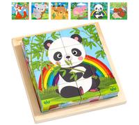 Puzzle a cubo in legno 3D, puzzle 6 in 1, puzzle in legno, per bambini, Montessori, puzzle a cubetti, promuove la coordinazione occhio-mano, regalo per ragazzi e ragazze, per bambini dai 1 2 3 4 anni