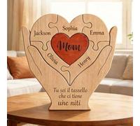 Puzzle a Cuore in Legno Personalizzato con Nomi Festa della Mamma Originale Idee Regalo Mamma e Nonna con 2-10 Nomi Decorazione Casa Personalizzata Regalo Compleanno per Famiglia