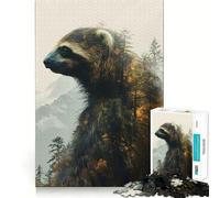 Puzzle a doppia esposizione con bradipo, 1000 pezzi, per adolescenti, per migliorare la memoria e il tempo libero, con taglio solido, ideale come regalo di Babbo Natale 38x26cm