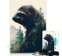 Puzzle a doppia esposizione con bradipo per adolescenti, 1000 pezzi, gioco per allenare la mente, attività per la casa, taglio di precisione, decorazione murale 38x26cm