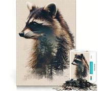 Puzzle a doppia esposizione "Procione" da 1000 pezzi per adulti, gioco di logica, divertimento rilassante, pezzo da collezione artistico dal taglio preciso (38x26cm)