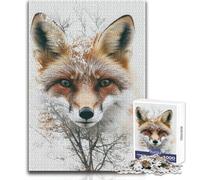 Puzzle a doppia esposizione "Volpe e albero" per adolescenti, 1000 pezzi, risoluzione dei problemi, divertimento educativo, meravigliosa opzione regalo premurosa, dimensioni 38x52cm