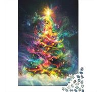 Puzzle a forma di albero di Natale dipinto a olio, rompicapo in cartone riciclato al 100% per bambini e adulti dai 12 anni in su, regali di Natale, 1000 pezzi (75x50 cm)