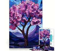 Puzzle a forma di albero in vetro colorato per ragazzi, 1000 pezzi, gioco di logica stimolante, antistress, bordi trasparenti, regalo classico 50x75cm