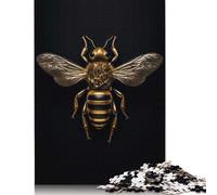 Puzzle a forma di ape, insetto, oro scuro, unico, decorazione per la casa, carta, puzzle rettangolare per adulti, adolescenti, regali per la festa della mamma, 1000 pezzi (75x50 cm)