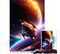 Puzzle a forma di astronave da 1000 pezzi per ragazzi, gioco di memoria, gioco al chiuso, taglio fine, Babbo Natale, scegli il tuo desiderio 38x26cm