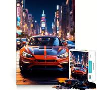 Puzzle a forma di auto arancione da 1000 pezzi per adulti, gioco stimolante per la mente, svago, rifinitura precisa, (38x52cm)