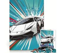 Puzzle a forma di auto bianca per adulti, 1000 pezzi, esercizio mentale, divertimento tranquillo, dimensioni perfette, regalo di Natale (38x26cm)