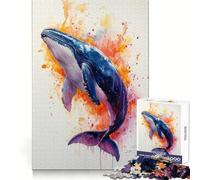 Puzzle a forma di balena ad acquerello per ragazzi, 1000 pezzi, stimolante per la logica, ideale per una fuga rilassante, con chiusura a incastro, perfetto per le vacanze (50x75cm)