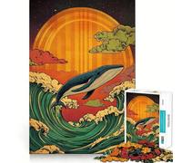 Puzzle a forma di balena che salta tra le onde,1000 pezzi,gioco di costruzione Focus,incastro perfetto,attività gratificante per le giornate di pioggia (50x75cm)