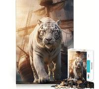 Puzzle a forma di barca a vela White Tiger da 1000 pezzi,gioco di costruzione Focus Zero Gap,incastro perfetto,attività gratificante per le giornate di pioggia (38x26cm)