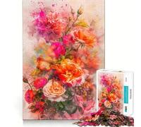 Puzzle a forma di bouquet floreale ad acquerello per adulti,1000 pezzi,gioco di memoria,montaggio sicuro e stabile,gioco significativo per costruire connessioni (38x52cm)