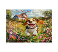 Puzzle a forma di cane beagle primaverile, per adulti, 500 pezzi, puzzle in legno con cuccioli da giardino in campagna, divertenti decorazioni per animali domestici per l'intrattenimento domestico