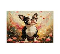 Puzzle a forma di cane Boston Terrier, per uomini e donne, 300 pezzi, puzzle vintage con ali di San Valentino, decorazioni per animali domestici, regalo per feste in famiglia