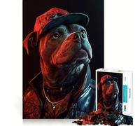 Puzzle a forma di cane cyberpunk al neon per adolescenti, 1000 pezzi, gioco di logica stimolante, divertimento condiviso, bordi trasparenti, regalo perfetto (38x52cm)
