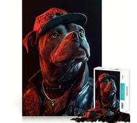 Puzzle a forma di cane cyberpunk al neon per adulti, 1000 pezzi, gioco stimolante per l'intelletto, rilassante, di alta qualità, decorazione da parete (50x75cm)