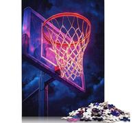 Puzzle a forma di canestro da basket al neon, giocattoli di decompressione, puzzle in cartone riciclato al 100% per adulti, adolescenti, regali per la festa del papà, 1000 pezzi (75x50 cm)