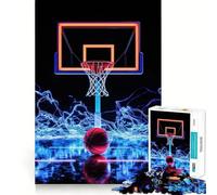 Puzzle a forma di canestro da basket al neon per adolescenti, 1000 pezzi, per migliorare la memoria, calma e relax, design da assemblare, regalo classico (38x26cm)