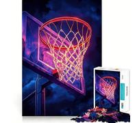 Puzzle a forma di canestro da basket al neon per ragazzi, 1000 pezzi, gioco di logica fine, morbido, rilassante, bordi puliti, regalo di alta qualità (38x26cm)