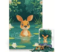 Puzzle a forma di canguro in uno stagno di ninfee, ideale per ragazzi, 1000 pezzi Stimola il pensiero strategico, favorisce un coinvolgimento delicato e richiede precisione Il regalo perfetto 38x26cm